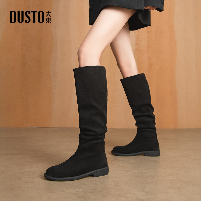 大东时尚瘦瘦靴方跟宽筒靴舒适
