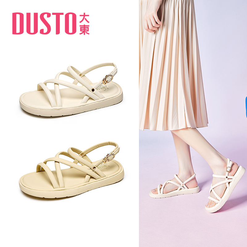 DUSTO大东休闲平底圆头女凉鞋
