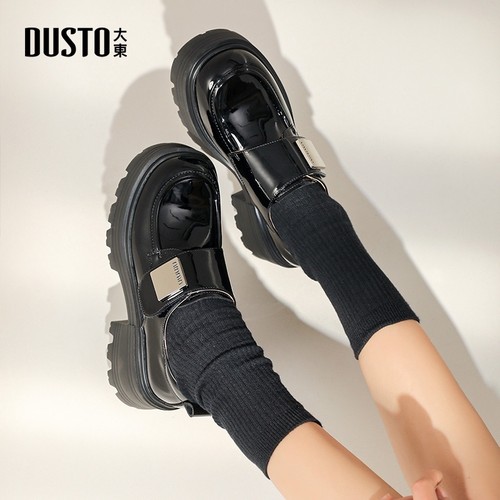 大东时尚休闲粗跟圆头女乐福鞋