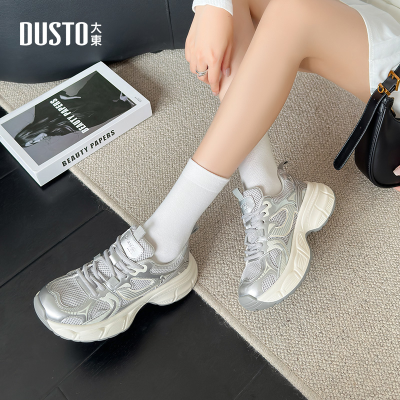 大东时尚老爹鞋拼接中跟圆头