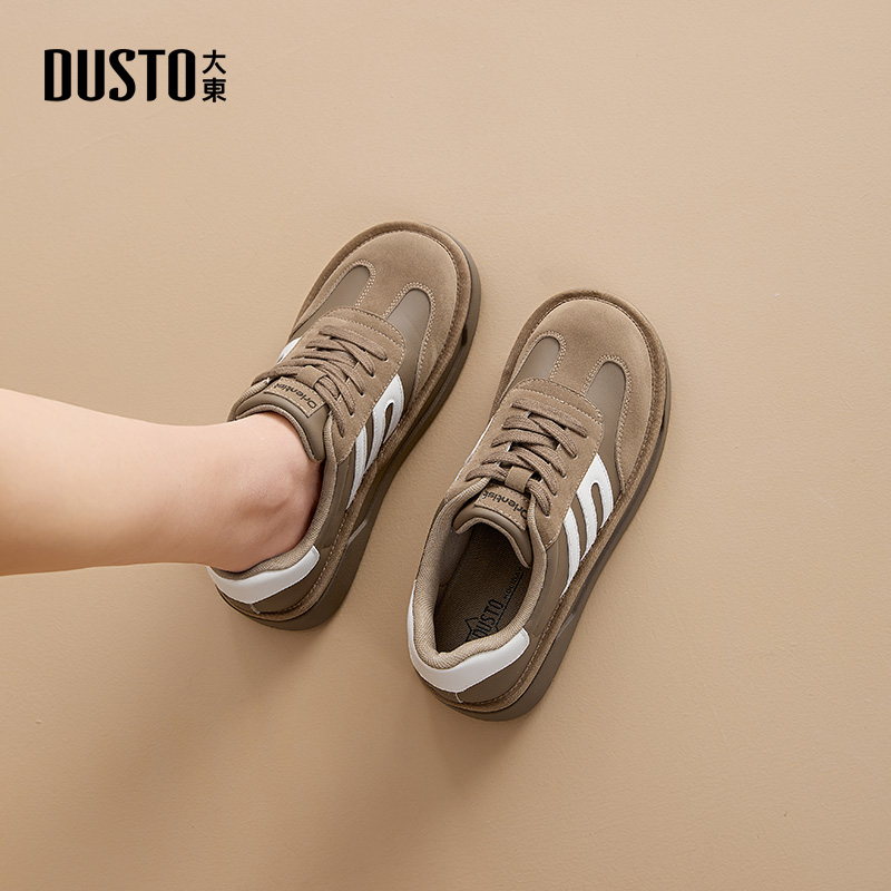 大东德训鞋简约平底中跟系带圆头