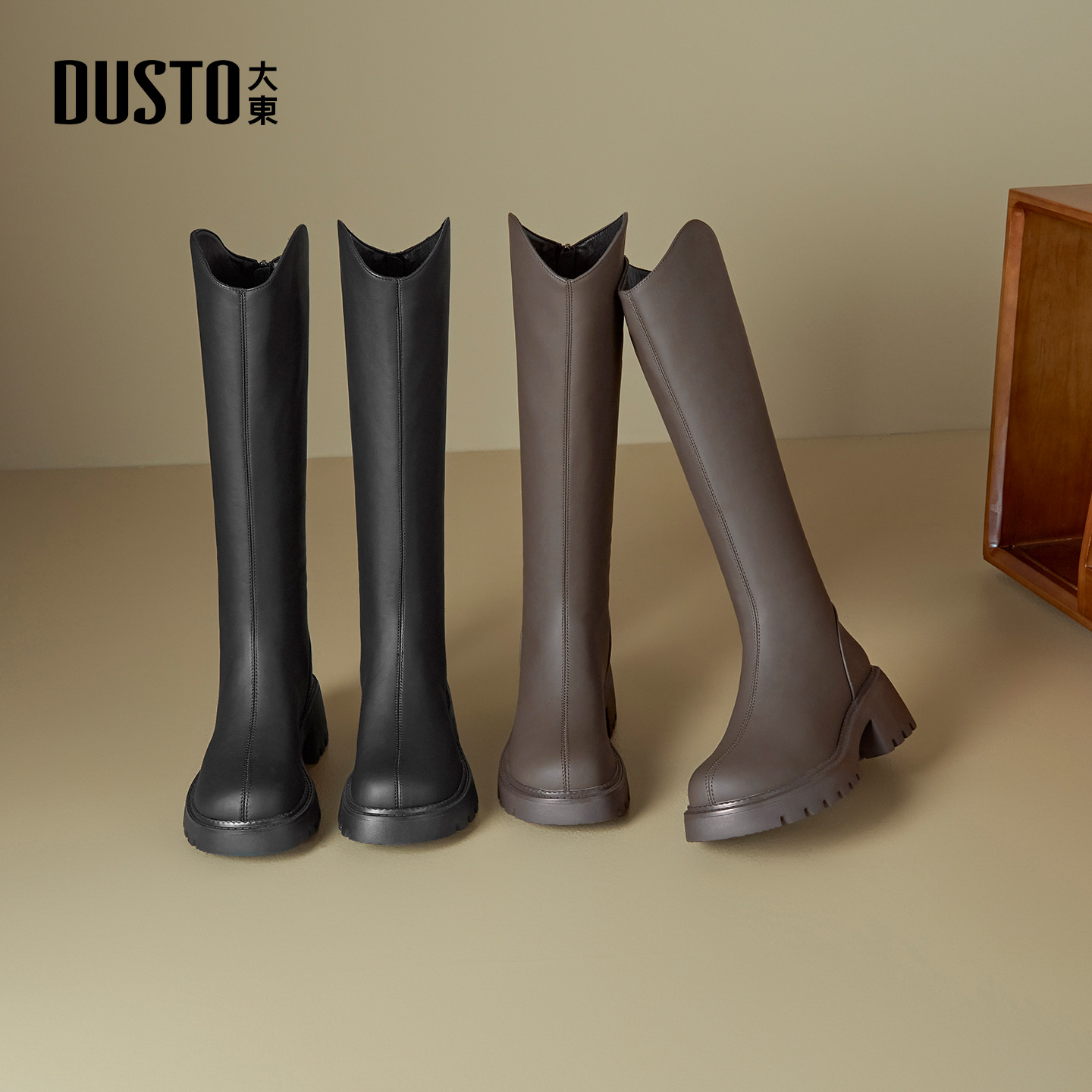 大东加绒保暖长筒靴加绒骑士靴
