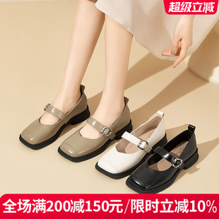 2025春季 浅口女单鞋 大东玛丽珍女鞋 新款 复古平底一字带 法式 小皮鞋