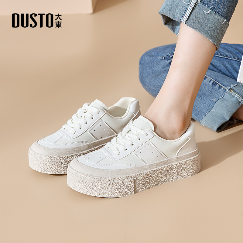 大东平底圆头小白鞋时尚休闲鞋