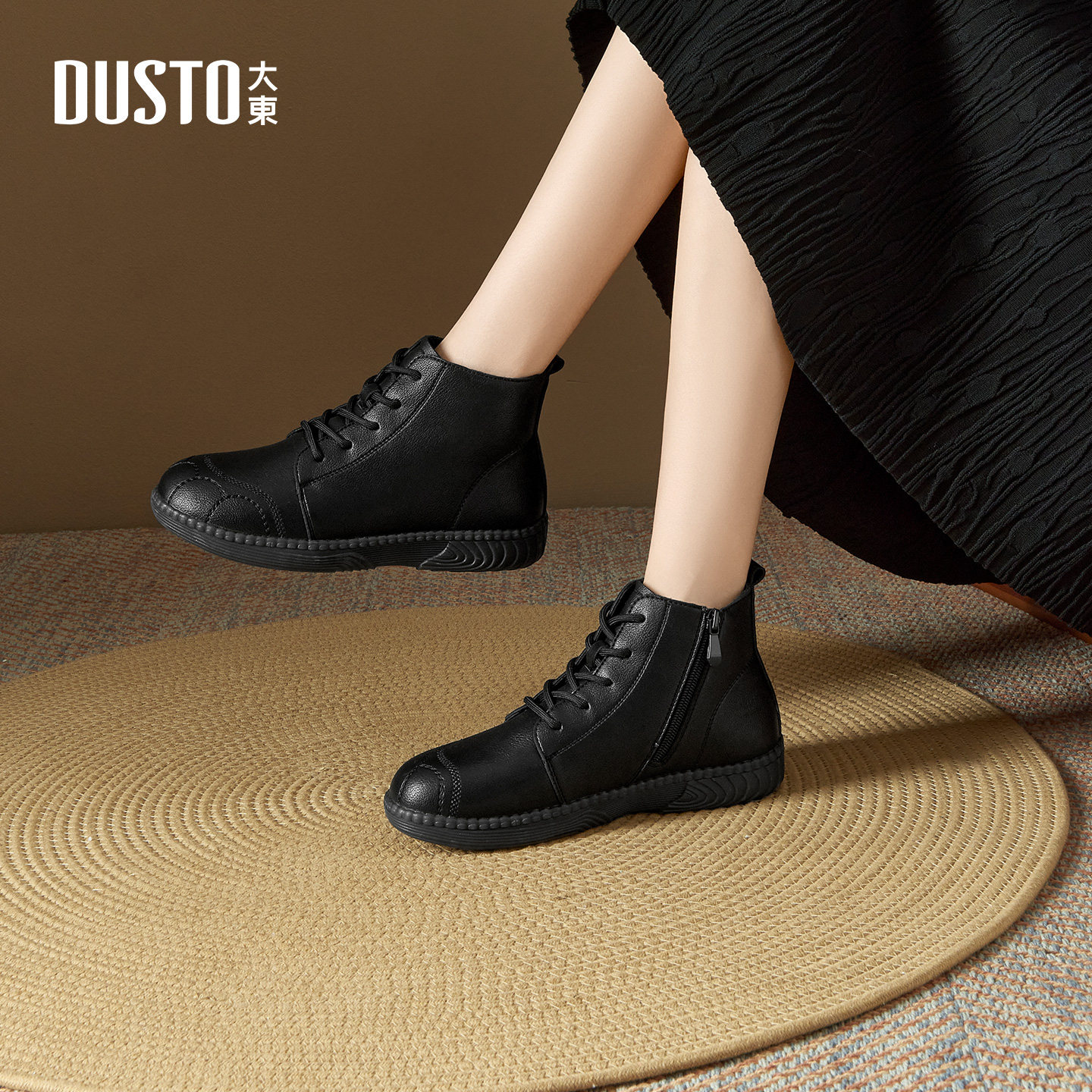 大东女鞋妈妈鞋2025冬季新款加绒保暖妈妈棉靴软面平底婆婆靴短靴,女鞋,时装靴,淘宝优惠券,粉丝福利购,淘宝优惠卷