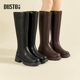 大东女靴长靴2025冬季 新款 优雅长筒靴百搭骑士靴圆头厚底高筒靴
