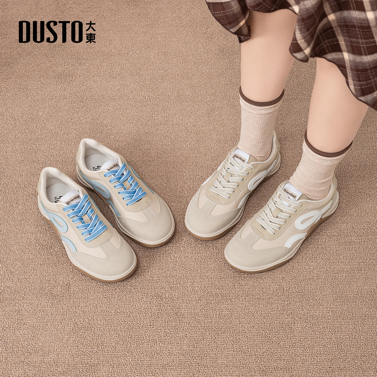 大东女鞋阿甘鞋平底系带德训鞋