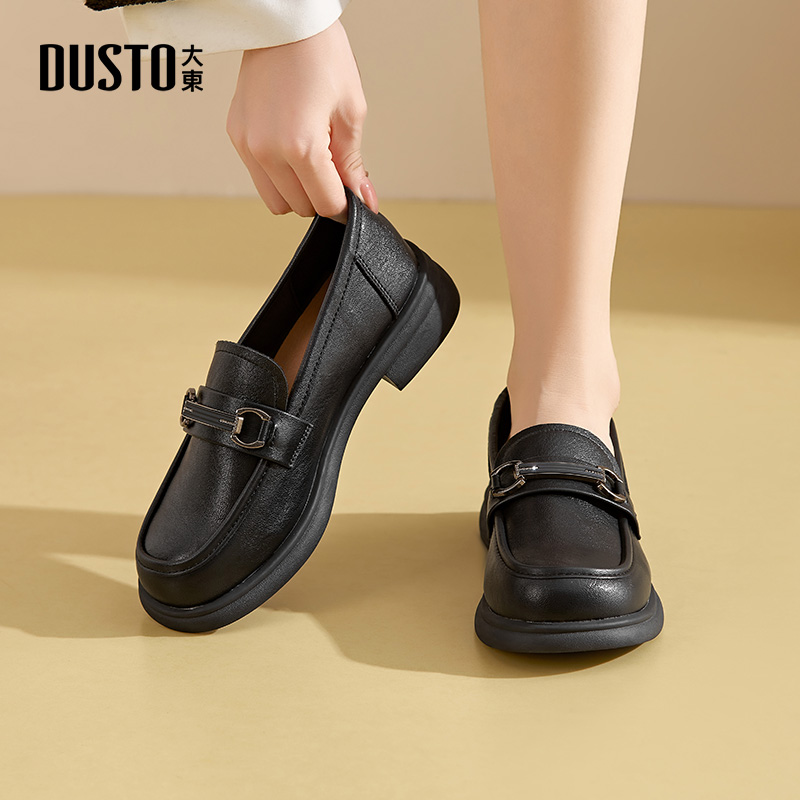 大东乐福鞋女鞋圆头小皮鞋通勤