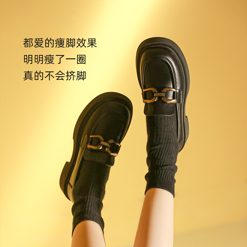 大东乐福鞋女鞋厚底小皮鞋通勤