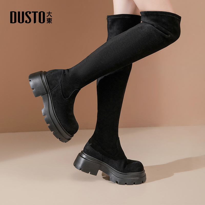 大东女靴过膝靴绒面瘦瘦靴增高