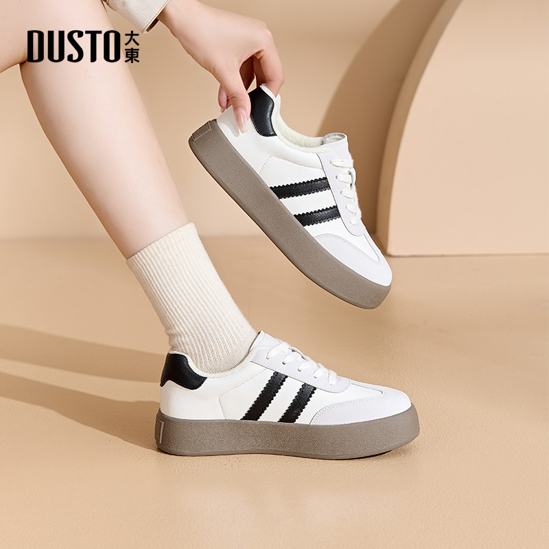 大东女鞋复古加绒运动板鞋休闲