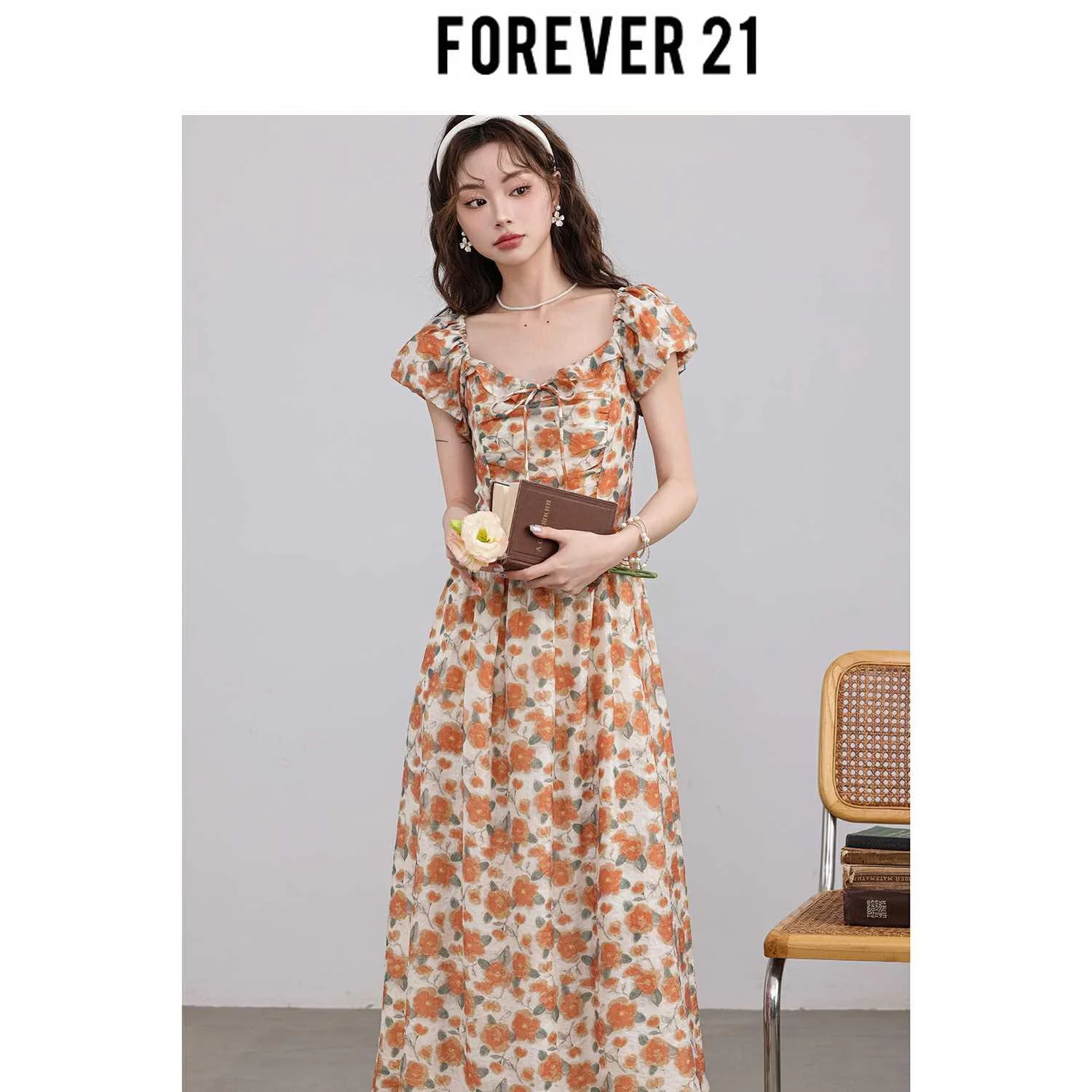 Forever21【落日玫瑰】法连衣裙式女2024夏季新款高级感新品