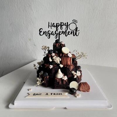 跨境ins风亚克力情侣订婚engaged蛋糕插牌订婚快乐派对蛋糕插装饰