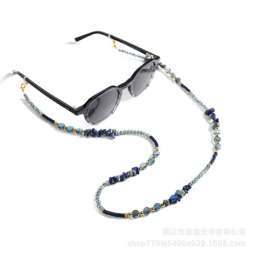 跨境亚马逊软陶石头眼镜链时尚气质水晶眼镜链条眼镜挂脖挂链