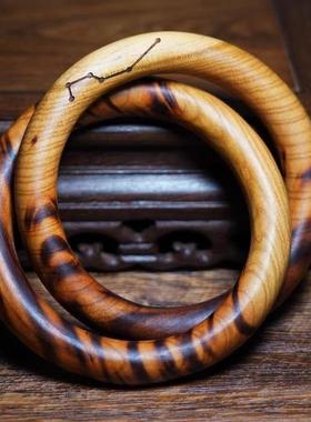 雷击木桃木雷纹乾坤圈纯手工打磨一体成型七星阴阳环