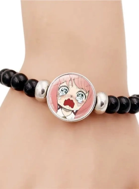 间谍过家家手链男女百搭黑色弹力串珠手环阿尼亚福杰手饰品