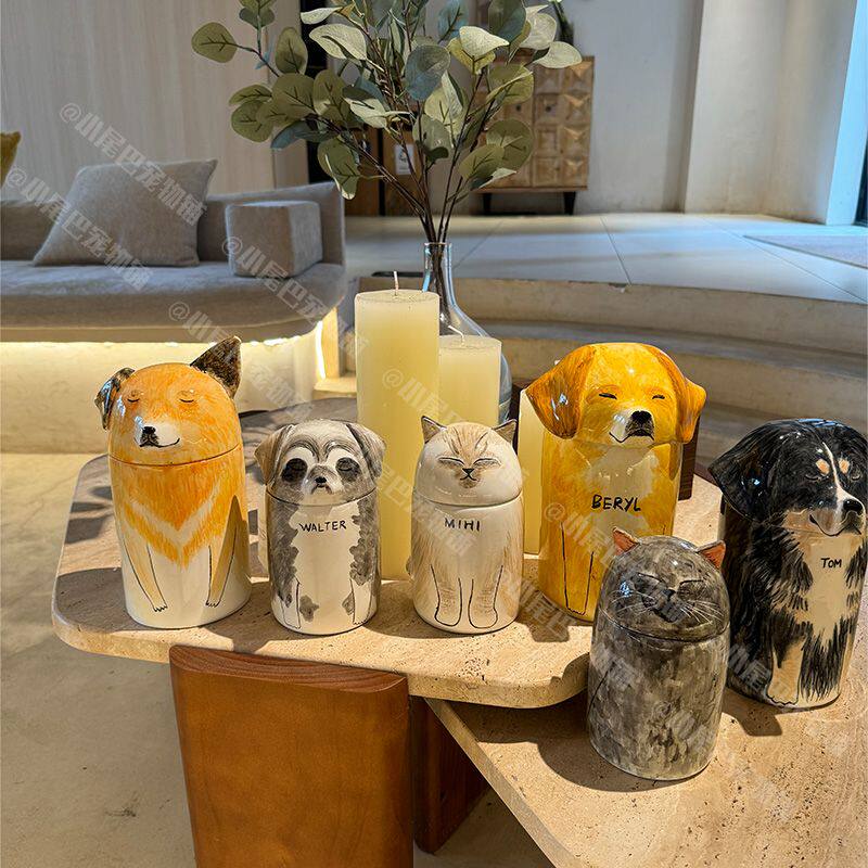 宠物狗骨灰盒来图定制手绘玻璃钢猫咪骨灰罐专属记忆纪念品摆件