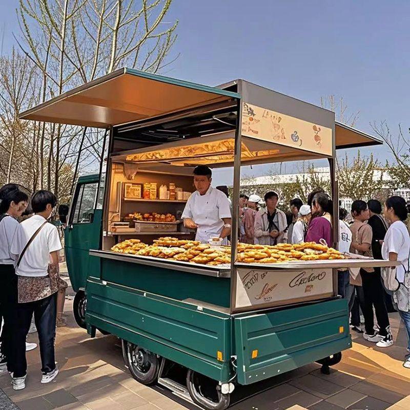 全封闭式三轮车小吃架子炸串卤煮早餐夜市定制摆摊摆摊万能小推车