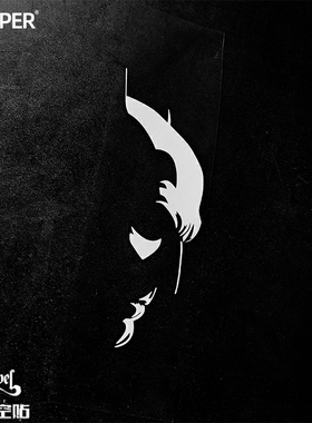 TLP镂空车贴 蝙蝠侠布鲁斯韦恩Batman黑暗骑士侧脸白色防水贴纸