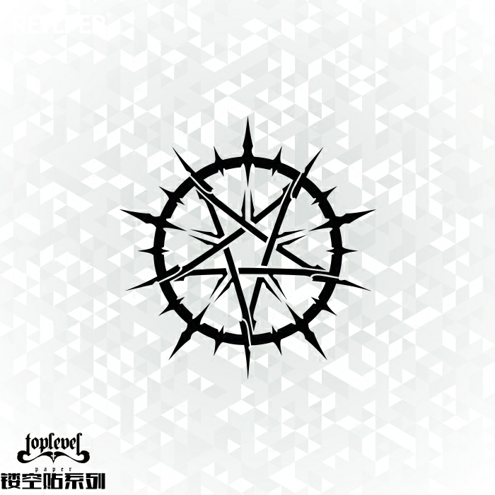TLP镂空车贴剑锋射线图腾六芒星