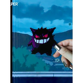 Gengar 耿鬼 宠物精灵宝可梦动漫游戏防水贴纸 像素版 TLP反光车贴