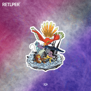 TLP反光车贴 宠物精灵宝可梦pokemon心金三圣兽炎帝雷公水君贴纸