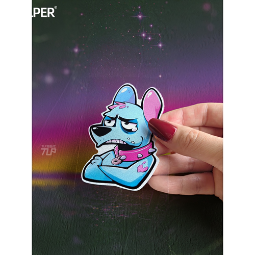 贴纸原创动物拟人气哭的小奶狗