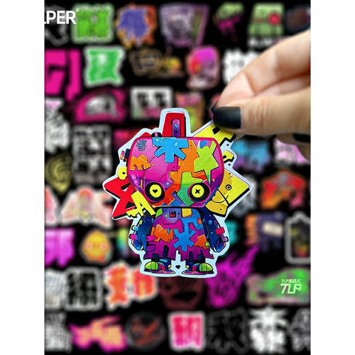 贴纸街头涂鸦原创铁皮罐头人