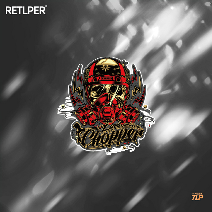 TLP反光车贴Chopper骷髅防毒面
