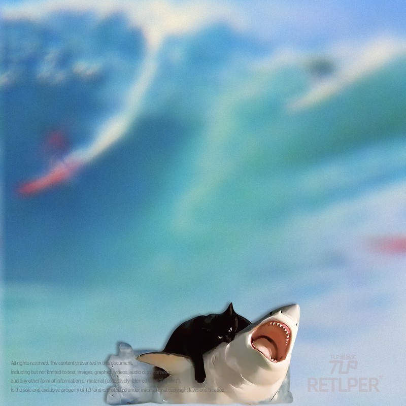 黑猫压制鲨鱼搞笑宠物防水贴纸