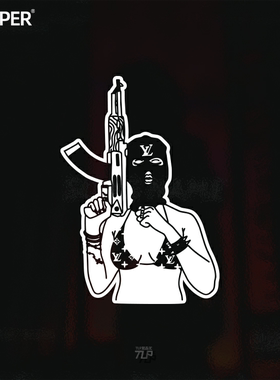 TLP镂空车贴 AK比基尼泳装激斗蒙面面具美女THUG哥特风黑色贴纸