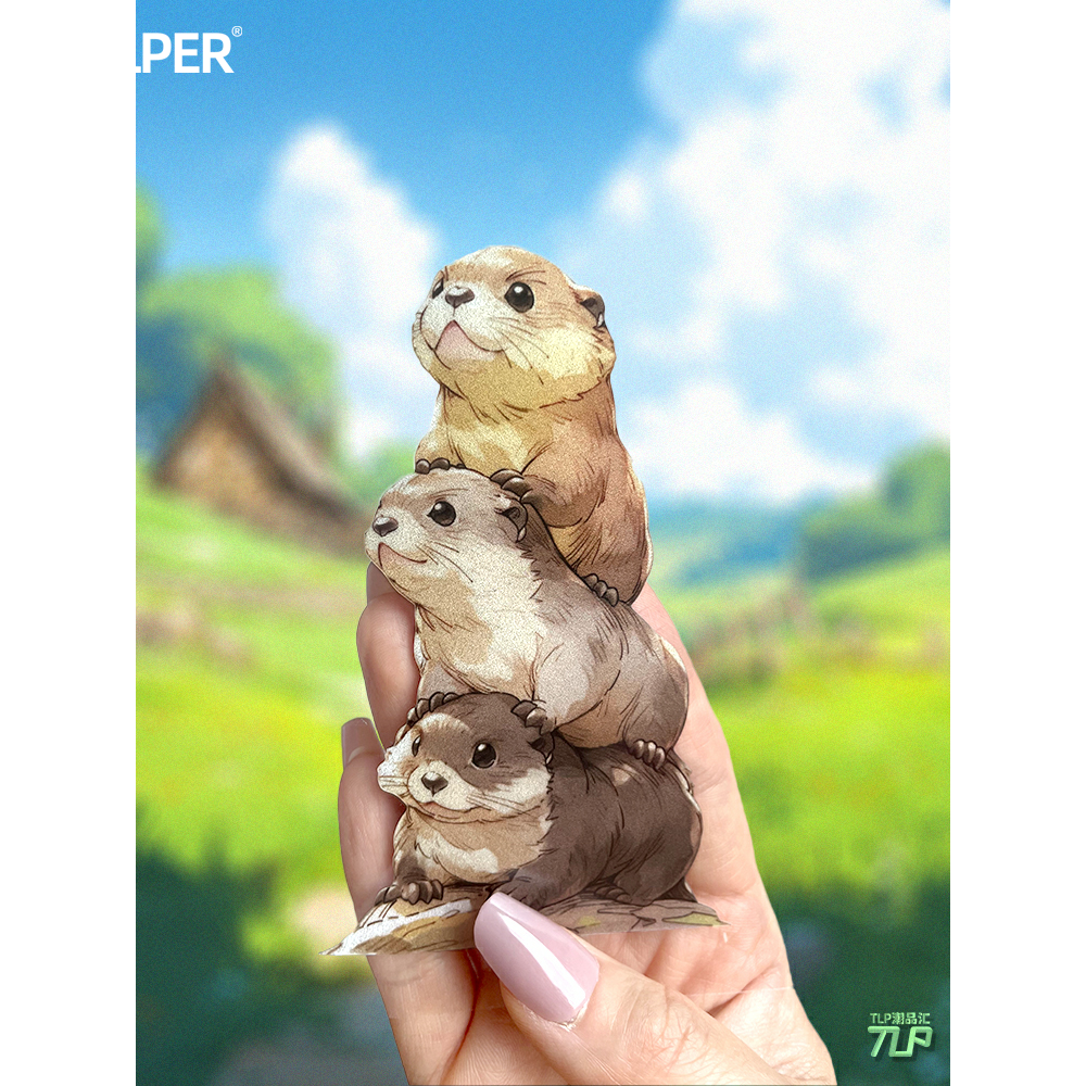 贴纸原创三只放哨的土拨鼠