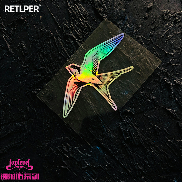 tlp镭射车贴燕子燕子变色动物
