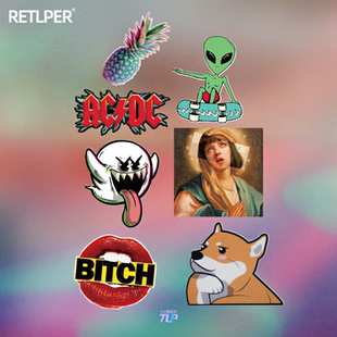 TLP套贴 外星人滑板BITCH红唇秋田犬ACDC鬼魂菠萝昆汀电影贴纸