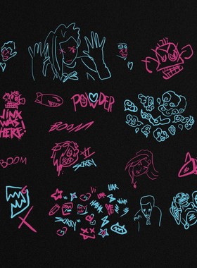 TLP镂空车贴  jinX 金克斯小爆爆祖安涂鸦 黑夜英雄 漆面玻璃贴纸