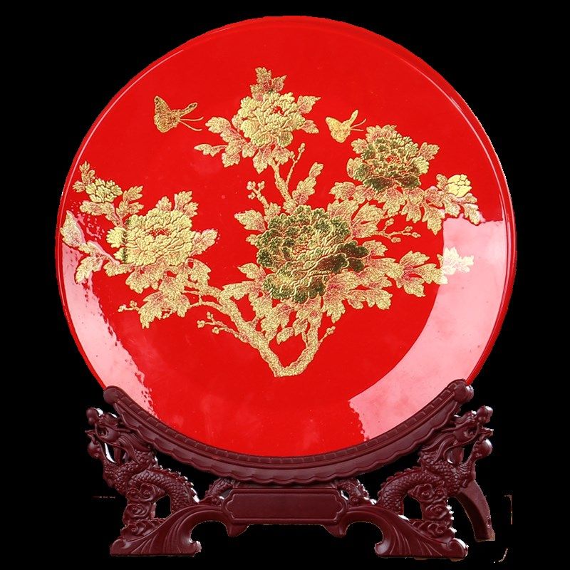 牡丹坐盘酒柜f装饰品摆件现代景德镇陶瓷器家居客厅玄关桌面工艺,家居饰品,装饰摆件,淘宝优惠券,粉丝福利购,淘宝优惠卷