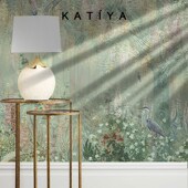 美式 客厅电视背景墙壁画无缝沙发壁纸 手绘油画花草墙布法t式