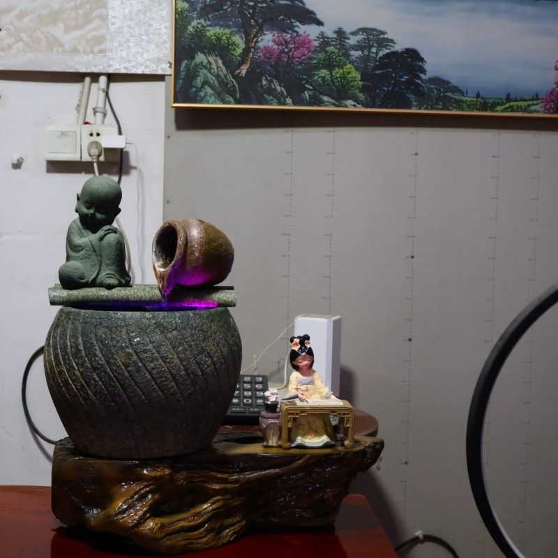中式花缸桌面流水摆件循环鱼缸造景庭院招财办R公室客厅书房装饰,家居饰品,桌面摆件,淘宝优惠券,粉丝福利购,淘宝优惠卷
