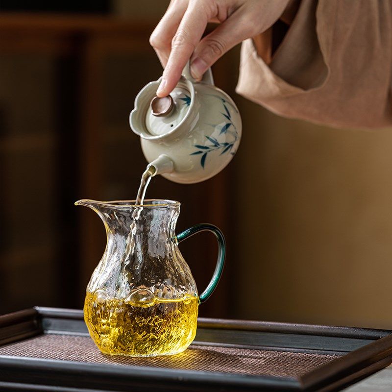 画续带把加厚茶具公道杯玻璃高档功夫茶道锤纹耐高Y温分茶器茶海,餐饮具,公道杯,淘宝优惠券,粉丝福利购,淘宝优惠卷