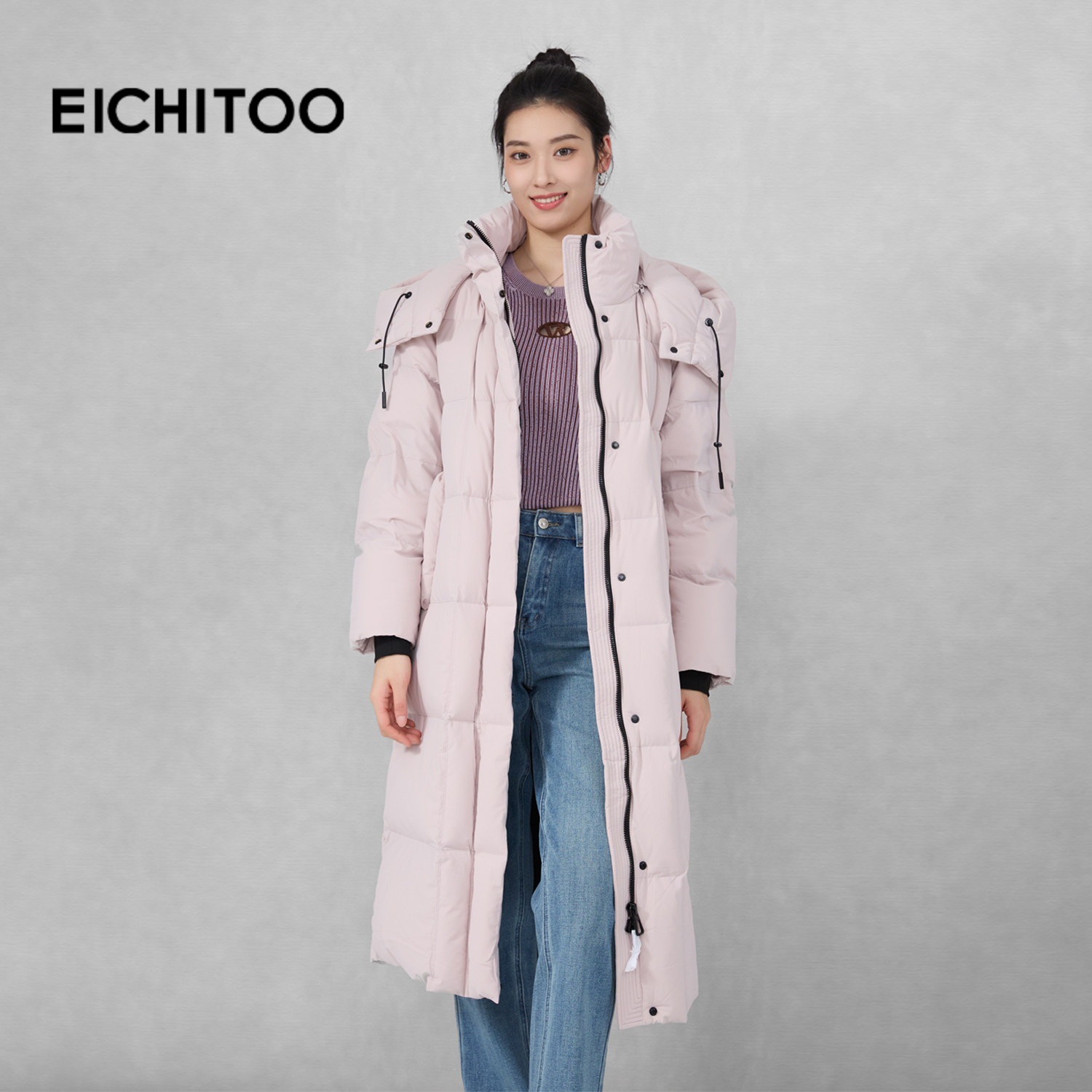 爱居兔简约长款连帽羽绒服2025年冬季新款显瘦运动感冬外套,女装/女士精品,羽绒服,淘宝优惠券,粉丝福利购,淘宝优惠卷