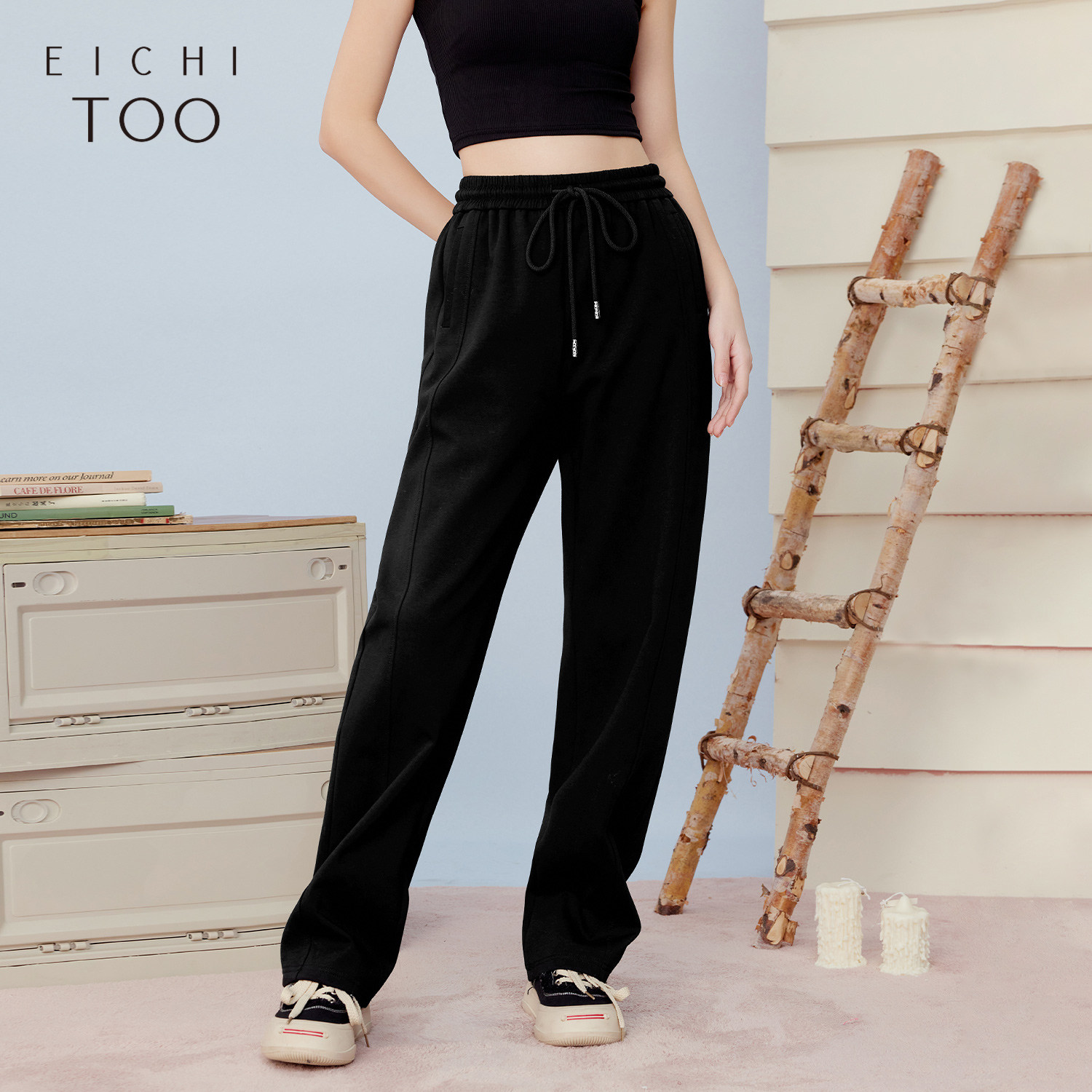 爱居兔春季经典百搭纯黑色哈伦裤休闲裤,女装/女士精品,休闲裤,淘宝优惠券,粉丝福利购,淘宝优惠卷