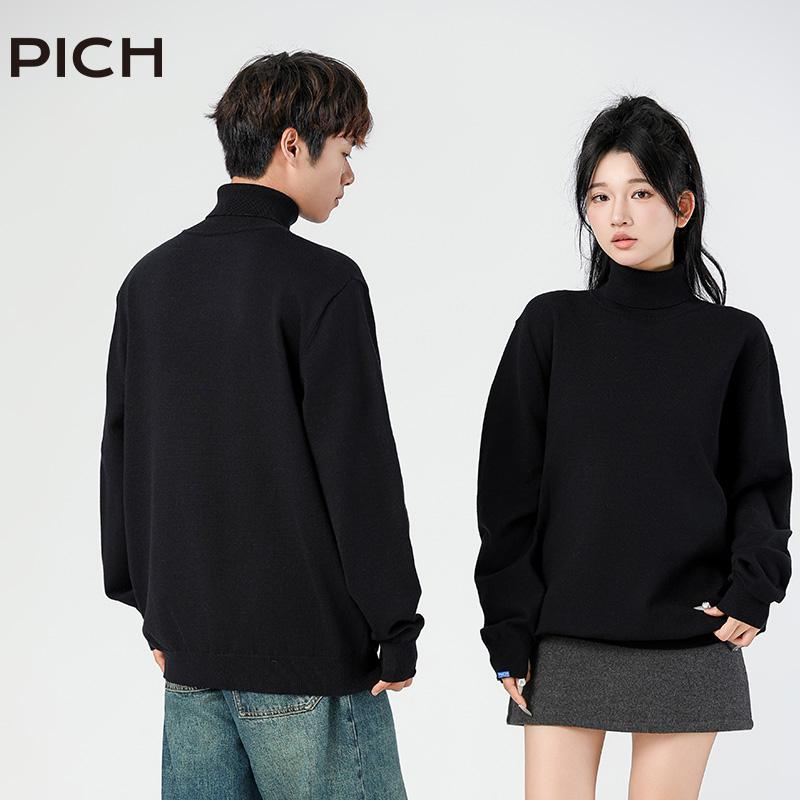 PICH 2024年冬季宽松通勤打底基础高领毛衣男女同款休闲简约百搭
