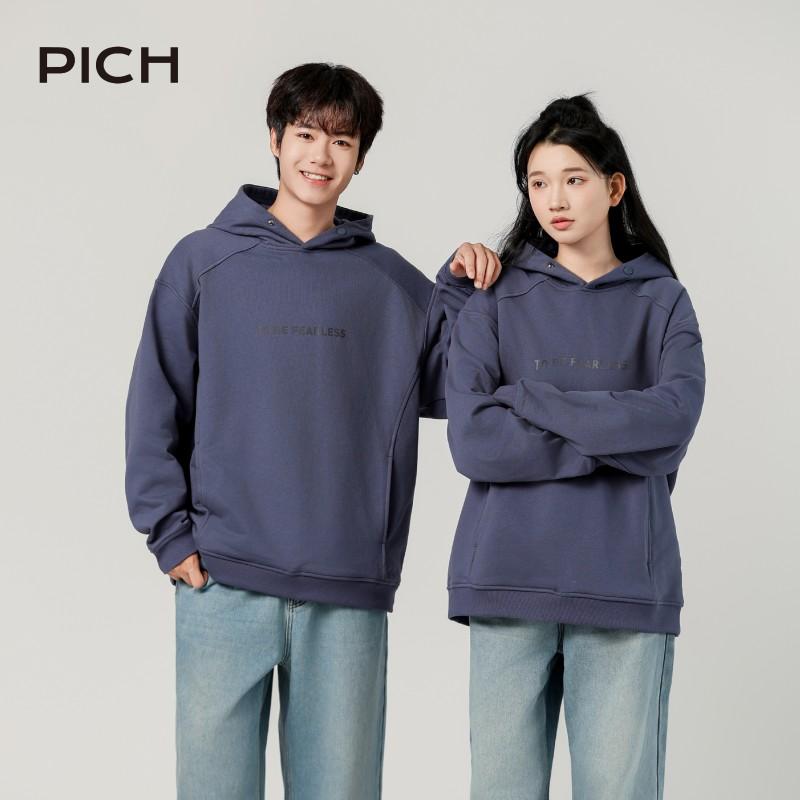 PICH slogan连帽卫衣秋冬季潮牌宽松潮流运动百搭卫衣男女同款