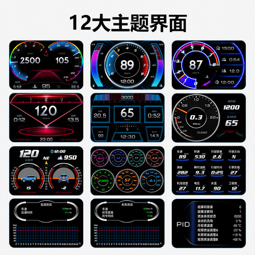 HUD擡头显示器 通用高u清液晶仪表车速油耗多功能显示平视坡度仪
