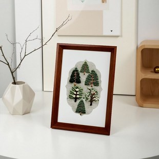 新中式复古风刺绣画框带绣球花型卡纸绣花国Q画实木相框摆台挂墙