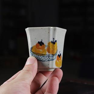 文艺精致复古陶瓷小方杯家用茶具品茗杯古茶盏方形功夫小茶杯单只