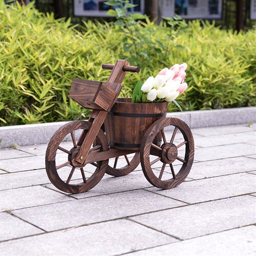 户外阳台绿植实木花箱碳化木质花盆架防J腐木庭院装饰创意花架花