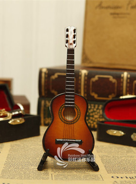 可刻字迷你乐器木制蓝色古典y吉他模型摆件车摆车挂饰送朋友礼物