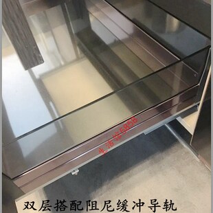 双层碗碟拉篮厨房橱柜n双层304不锈钢800柜体多功能调味阻尼滑轨