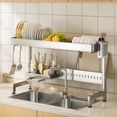 不锈钢厨房水槽置j物架伸缩放碗盘沥水架水池碗洗碗槽碗碟盘收纳